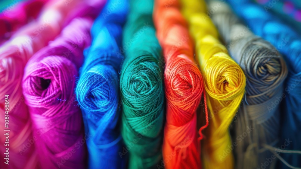 Poster a collection of threads in different colors weaving into a strong fabric, depicting the interconnect
