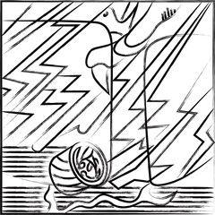 筆書き正方形花札　霜月　栃　11月　栃のカス