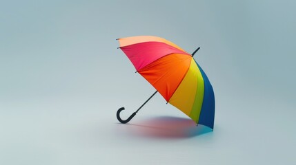 A colorful umbrella on a plain gray background representing protection and inclusion, Emphasizing the shelter and safety offered to everyone, minimalistic style