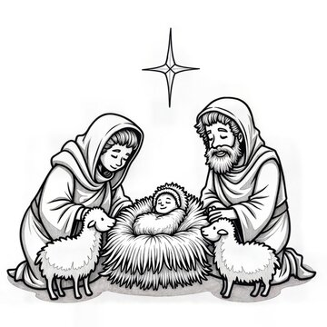 recommend clip art:  Holy Family Nativity Scene with Lambs