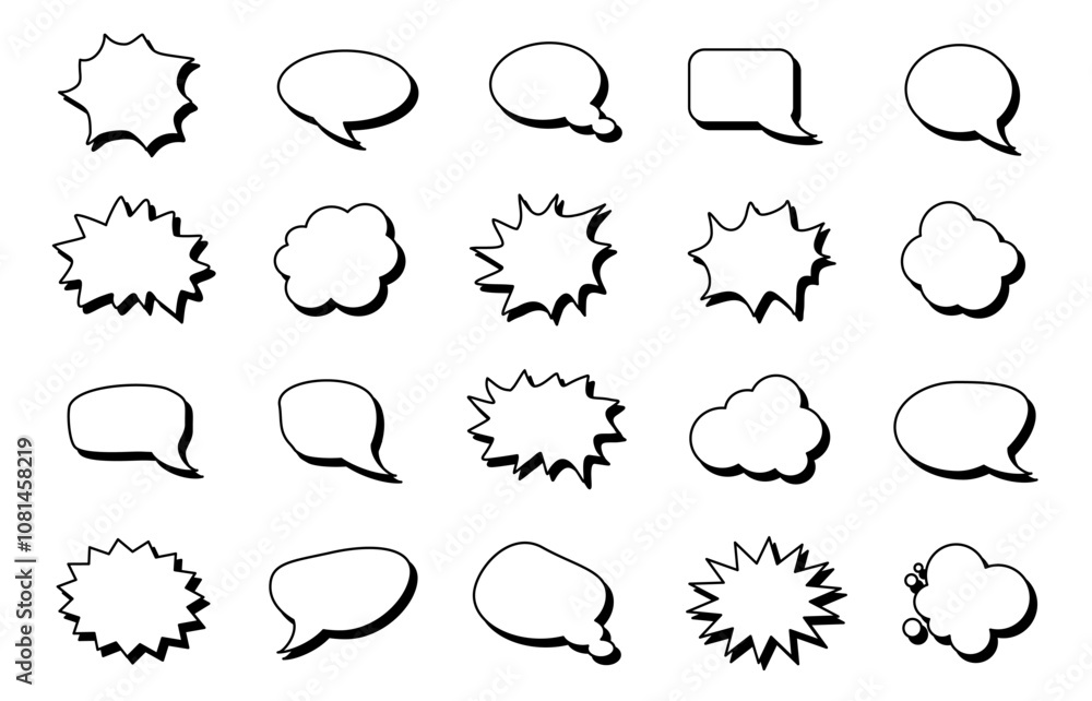 Poster bubble speech icons set vector