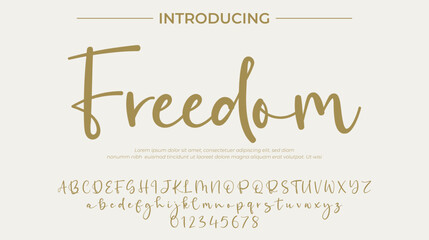 Freedom Font Stylish brush painted an uppercase vector letters, alphabet, typeface