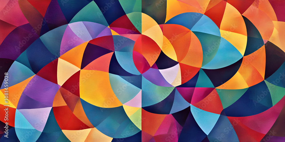 Poster abstract art: a mesmerizing tapestry of vibrant colors and geometric shapes, creating a dynamic and 