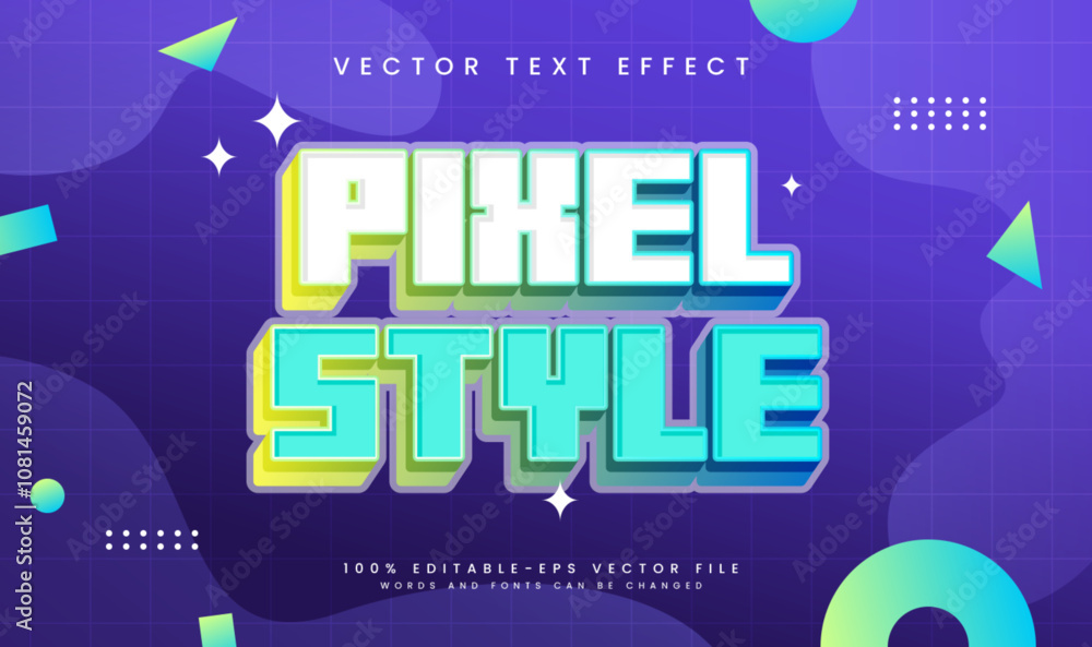 Aufkleber pixel style editable vector text effect, with pixel style. suitable for technology theme.