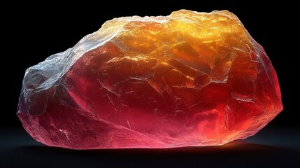 A glowing red and yellow crystal on a black background.