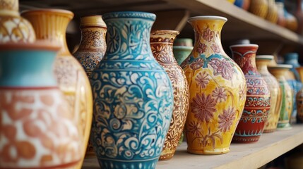 Colorful Vases in a Shop