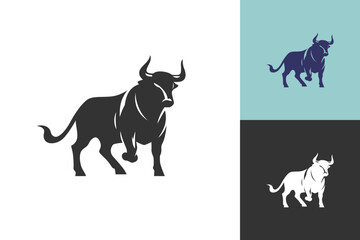 Bull silhouette symbol. Minimal design. Fit for logo, symbol, brand, mark, merch. Vector Eps 10.