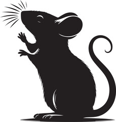 Fototapeta premium Silhouette of a mouse sniffing the air with one paw raised