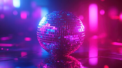 Disco Ball in Neon Lights
