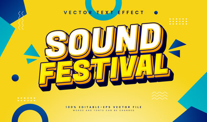Sound festival editable vector text effect with yellow theme. Suitable for music event party