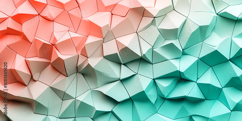 Poster abstract geometric texture: a mesmerizing abstract pattern of 3d geometric shapes in pink, coral, an