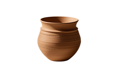 Empty clay pot isolated on transparent background PNG....