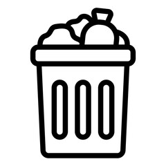 outline icon representing trash pollution and its environmental impact.