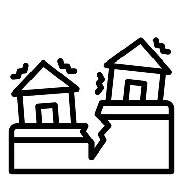 houses collapsing black line art clip art preview
