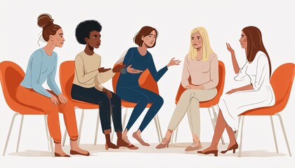 Obraz premium Support group, therapy session, group therapy, counseling, discussion circle, mental health, community support, sharing circle, dialogue, conversation, diverse group, inclusivity, communication, activ