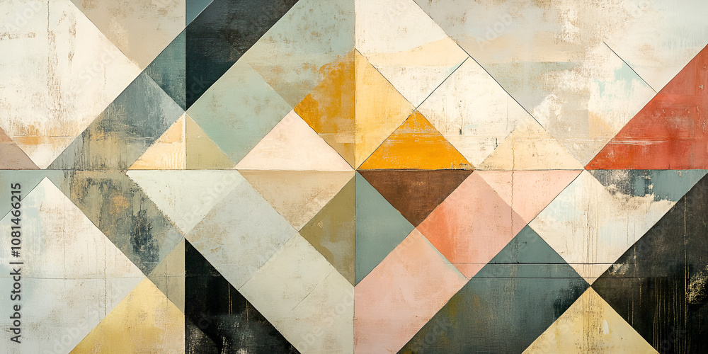 Poster abstract geometric pattern: a mesmerizing composition of abstract geometric shapes, blending warm an