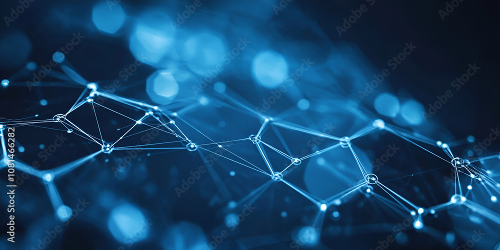 Poster abstract digital network: a mesmerizing abstract background with glowing blue lines and nodes, formi