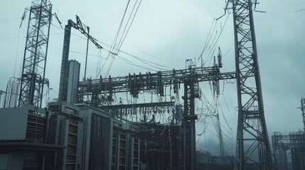 The installation of high voltage equipment and cables on high voltage towers