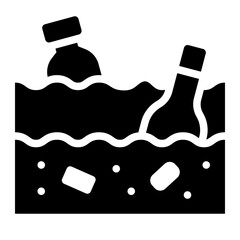 glyph icon representing water pollution from chemicals and waste.