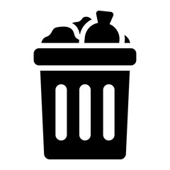 glyph icon representing trash pollution and its environmental impact.