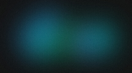 Dark color spots grainy backdrop design background. black blue green color noisy gradient with color spots, vibrant, shine, glowing, noise texture background
