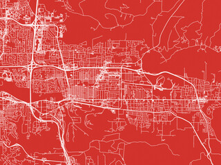 Christmas Map of Springfield Oregon, USA in Snowy White on Festive Red Background.