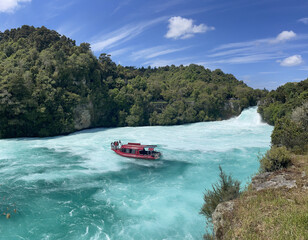 River Boat at Huka Falls near Taupo New Zealand