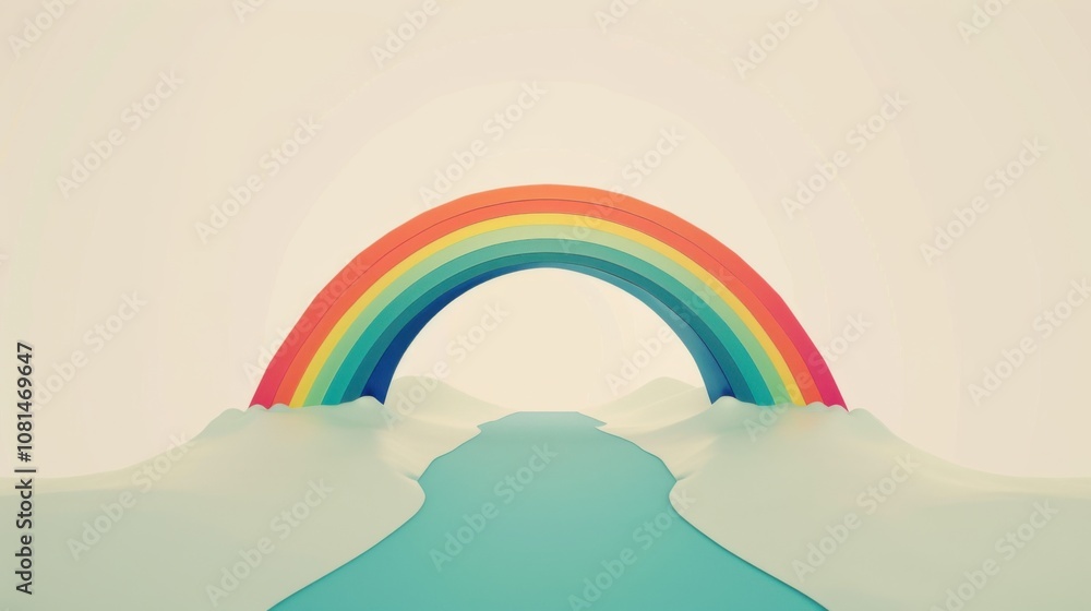 Aufkleber A dynamic scene of a rainbow-colored bridge spanning across a chasm, connecting two contrasting landscapes, Symbolizing the connection and support provided by diversity and inclusion efforts