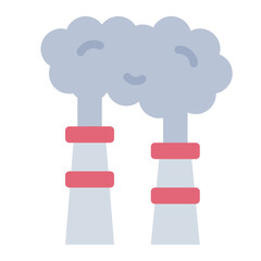 flat icon of factory emitting carbon dioxide impacting climate change.