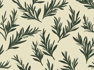 rosemary sprigs pattern in dark green colour on greyish green background, holiday celebration themed card banner poster backdrop