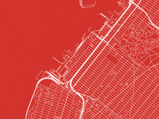 Christmas Map of Sunset Park  New York, USA in Snowy White on Festive Red Background.