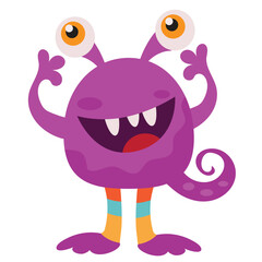 Funny colorful monster vector cartoon illustration