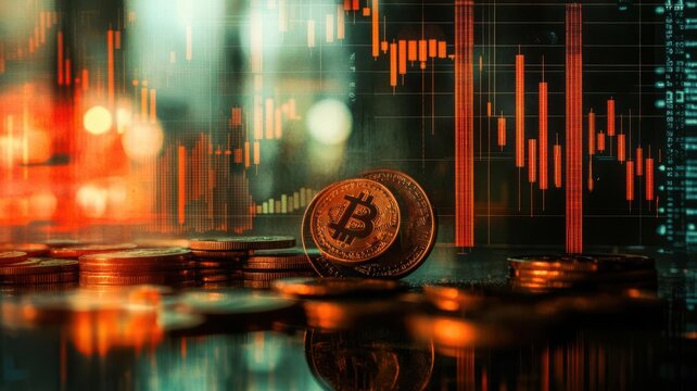 Cryptocurrency Inflation, Inflation impact on savings, currency value decreasing over time with shrinking coins and fluctuating graphs