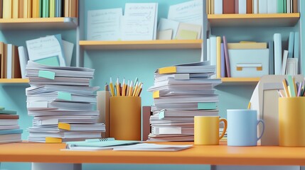 Organizing Office Papers Home Office Workspace Modern Close-up Productivity Tips