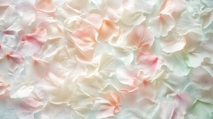 Fototapeta premium Delicate pastel floral background with soft petals in shades of pink and white, creating serene and calming atmosphere. Perfect for various design projects
