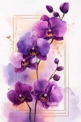 Stunning purple orchid floral art a beautiful watercolor representation of nature's elegance and colorful aesthetics