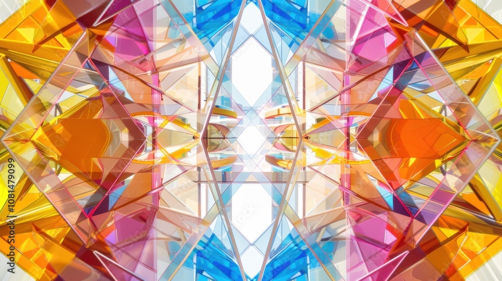 Aufkleber a kaleidoscope pattern of overlapping transparent layers in various colors, illustrating the intrica