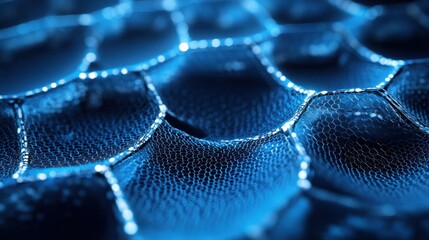 Abstract blue hexagonal pattern background.