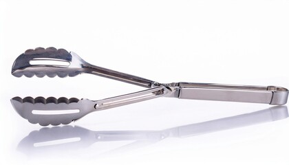Obraz premium Tongs on White Background Isolated. Full Shot of Kitchen Utensils.