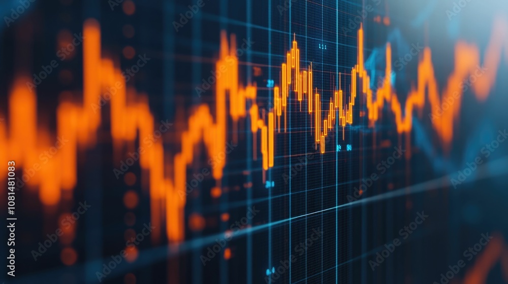 Poster upward trending market graph or chart visualizing power share returns and growth in green energy fin