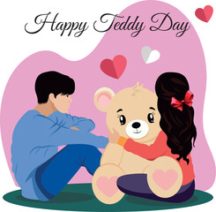 Happy Teddy Day is a sweet and affectionate celebration observed on February as part of Valentine's Week. Vector Illustration ,Eps 10 , all layers are single for any customization .