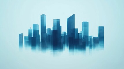 Fototapeta premium Futuristic cityscape emerging from a hazy misty skyline representing the growth development and opportunities in an expanding urban landscape The image showcases the modern high rise architecture