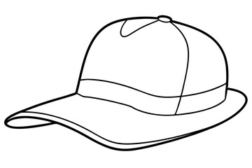 Trucker hat line art vector, Trucker cap outline illustration