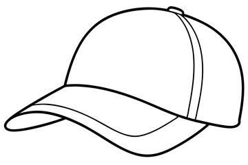 Trucker hat line art vector, Trucker cap outline illustration