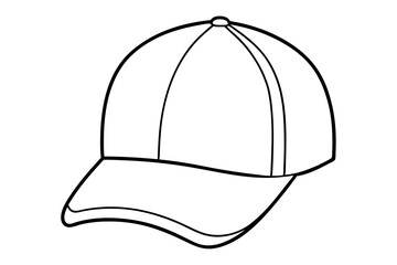 Trucker hat line art vector, Trucker cap outline illustration