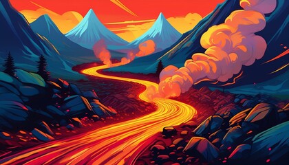 Fototapeta premium landscape with fire