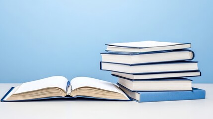 Fototapeta premium Stack of Books Open Book Education Knowledge Learning Study Literature Reading