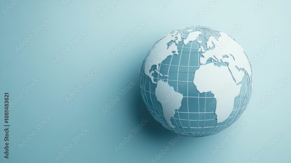 Poster 3d rendering of a globe with supply routes connecting to growth nodes representing the global networ