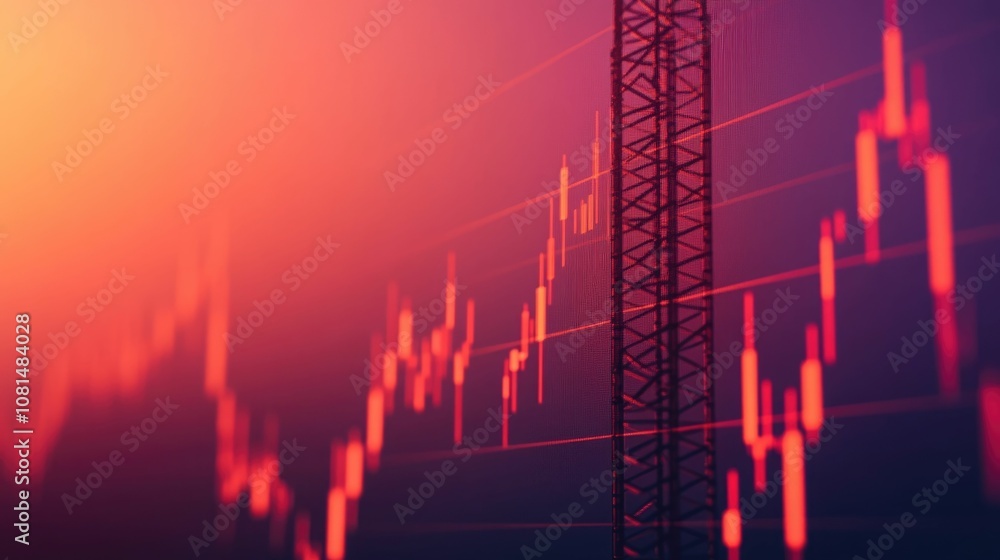 Poster dynamic and futuristic chart visualization depicting trends signals and insights in the energy marke