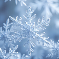 Delicate snowflakes sparkling in a winter wonderland of intricate patterns, photography of nature concept.